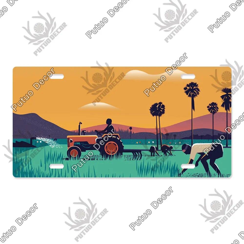 Putuo Decor Illustrations Licenses Plate Tin Sign Plaque Metal Decorative Plate for Car Living Room Door Home Wall Decor