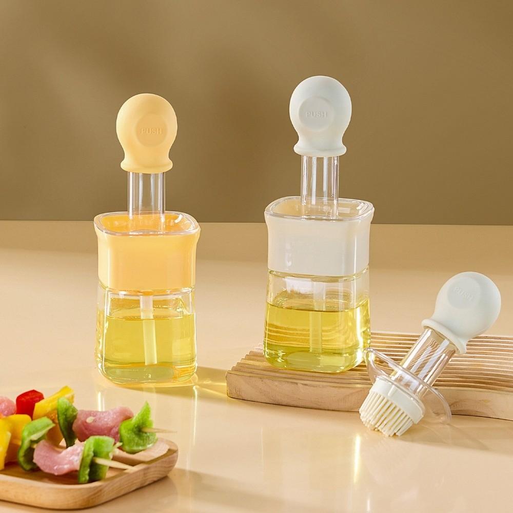 230ml Oil Bottle Silicone Basting Brush Oil Pot Dust-proof 2 in 1 Oil Dispenser Brush  Kitchen