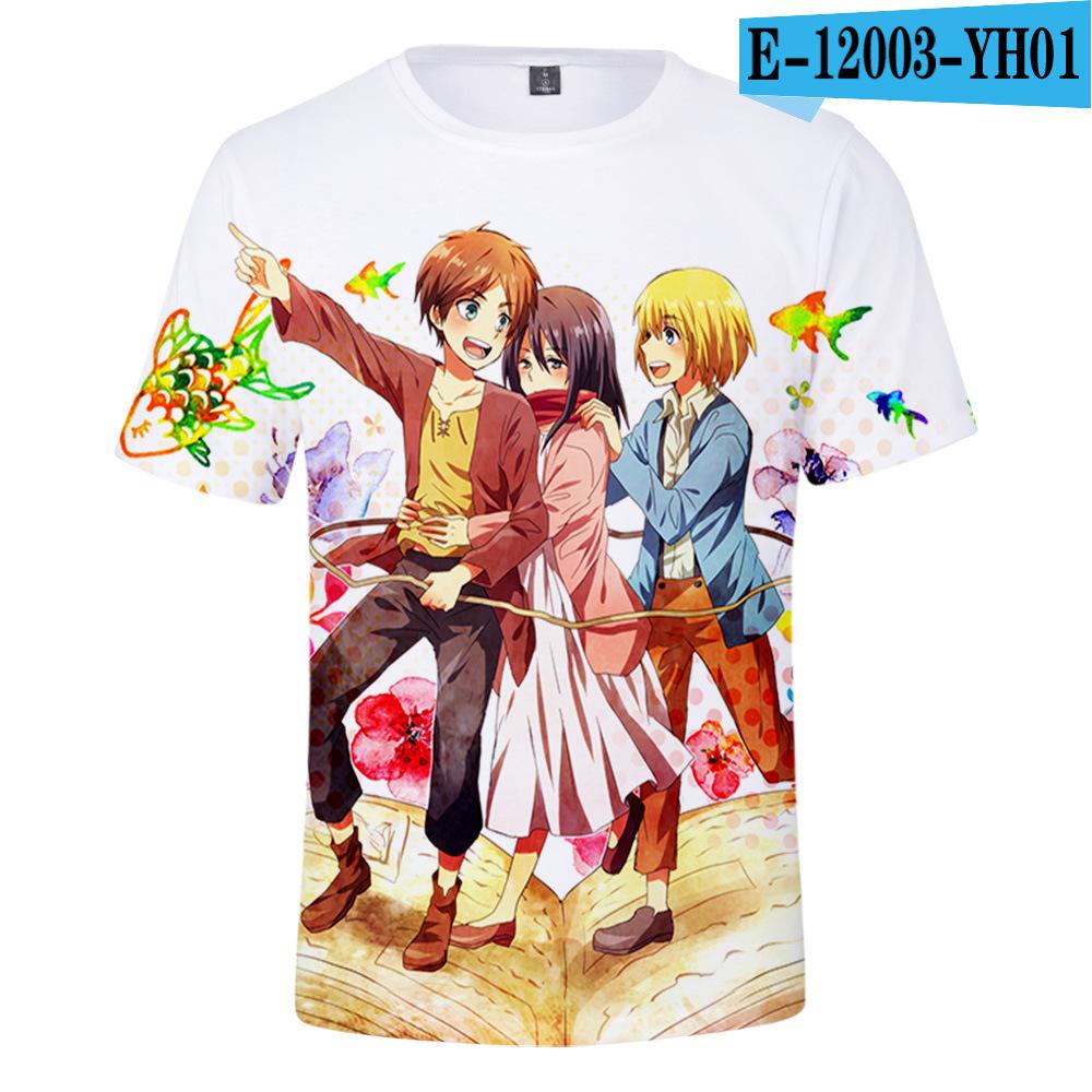 Men's 3D Color Printed Short Sleeved T-shirt with Street Fashion Around The Giant In Summer Anime Attack T-Shirts