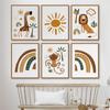 Зеленый Бохо Лев Жираф Обезьяна Радуга Солнце Детская Стена Книги по искусству Принт Холст Картина Плакат на скандинавскую тему Настенные панно Дети Декор в спальню
