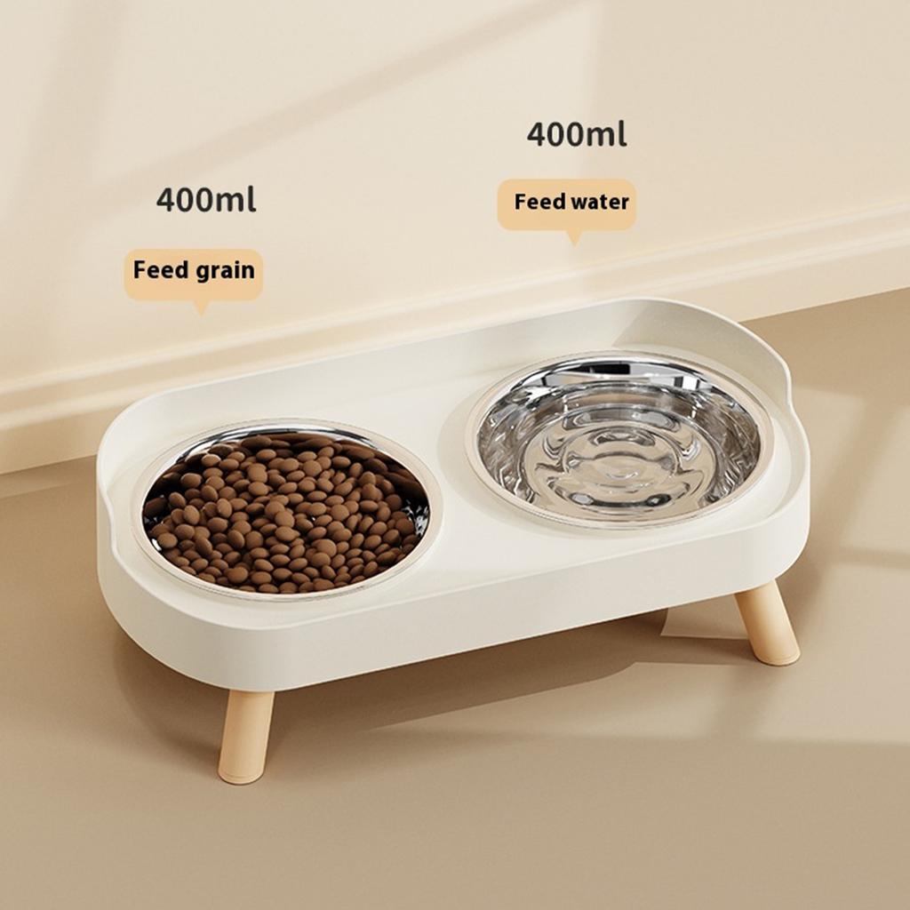 Non Slip Stainless Steel Double Bowl Pet Food Dish With Anti Spill Design For Cats And Dogs Durable Easy Clean