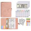 Soft PU Leather Notebook Binder Budget Planner Binder Cover with Binder Pocket Cash Envelopes Travel A6 Loose-leaf Bill Buget Sheets