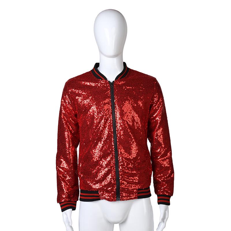 Men's Plus Size Sequin Dancewear Zip Cardigan Jacket - Bestseller