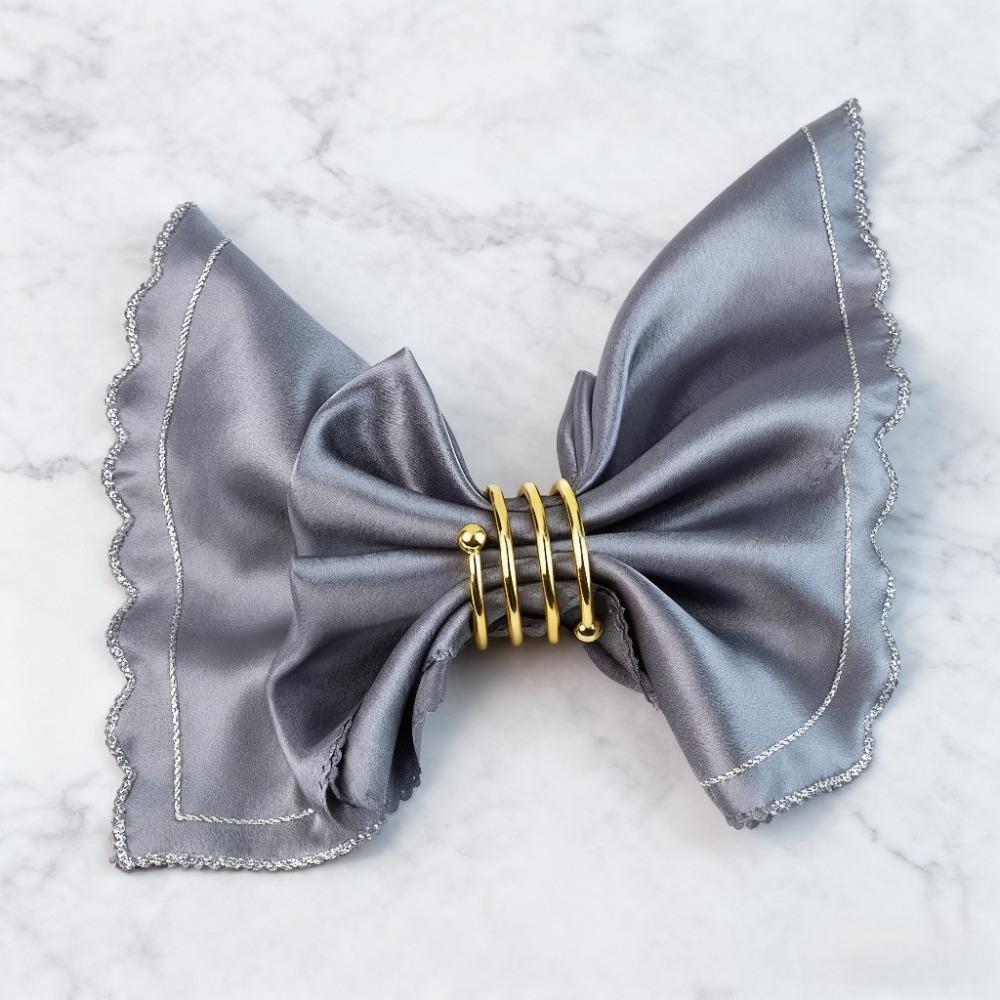 6 шт. Золотые/Серебряные кольца для салфеток в форме пружины, кольца для салфеток с двойными бусинами, свадебные