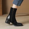 Krazing Pot Flock Autumn Winter Shoes Motorcycle Boots Round Toe Keep Warm Thick Bottom Zipper Stretch Ankle Boots