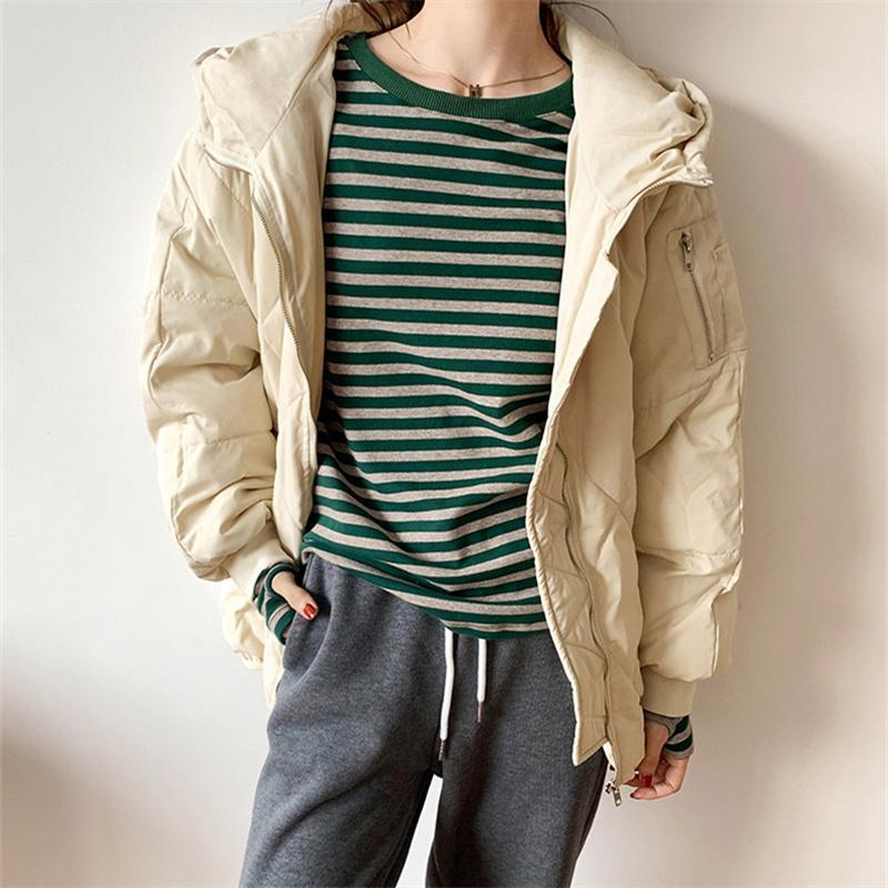 Новинка 2022 года, женские полосатые футболки с длинными рукавами, женская уличная одежда, осенне-весенние хлопковые футболки, свободные футболки в корейском стиле