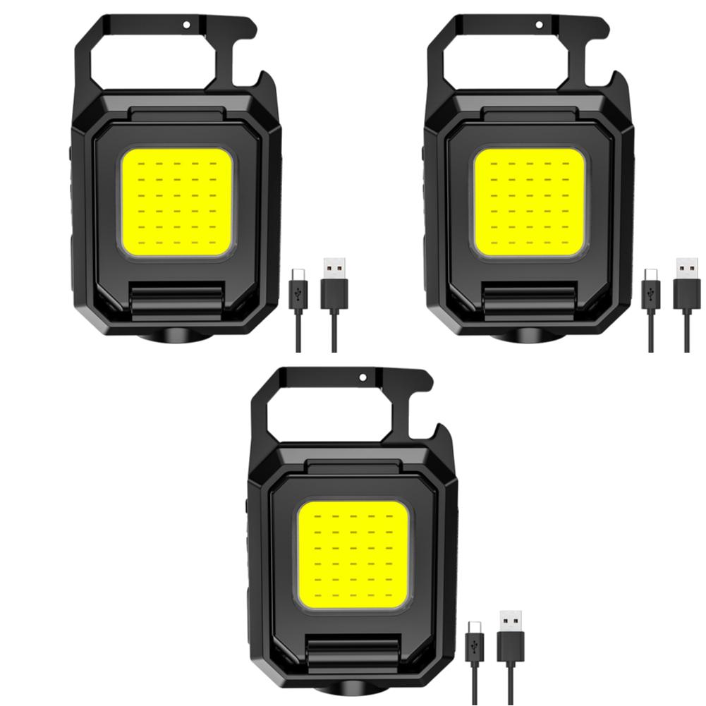 XPE Pocket Work Light 1000LM COB LED Mini Keychain Light USB Rechargeable Flashlight IPX4 Waterproof for Outdoor Hiking Camping