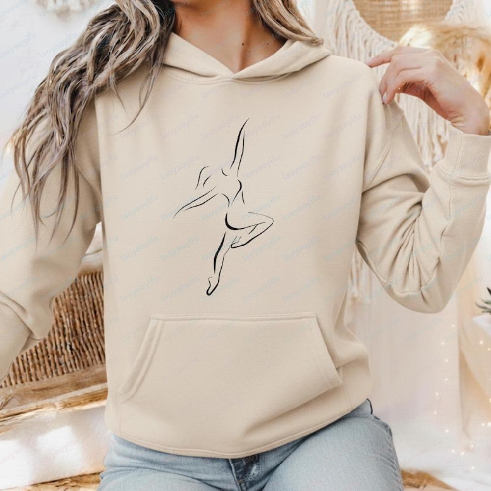 Minimalist Dance Hoodie Ballet Line Art Gift for Dance Enthusiasts Dance Pullover Warm Hoodie Long Sleeve Unisex Pullover