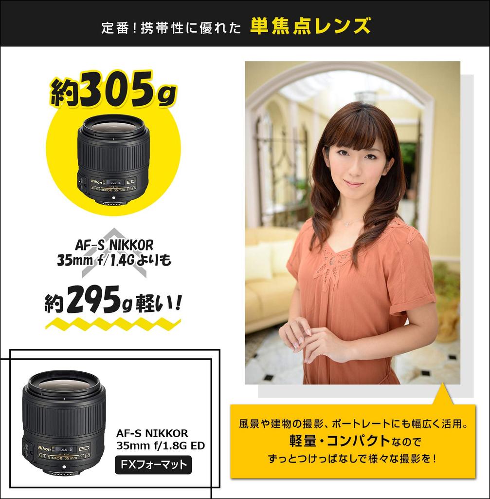 Nikon Однофокусный объектив NIKKOR 35 мм ED, совместимый с полноразмерными объективами AF-S f/1.8G