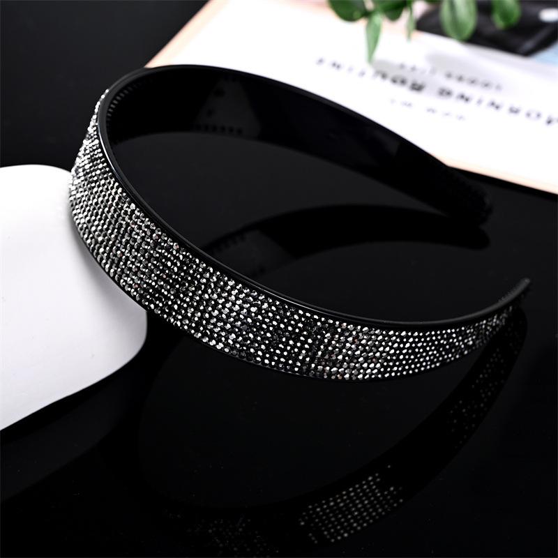 Korean-Style Wide Full-Strass Rhinestone Diamond-Inlaid Non-Slip Handmade Women's Gray-Hair Covering Hair Clip Headband Adult