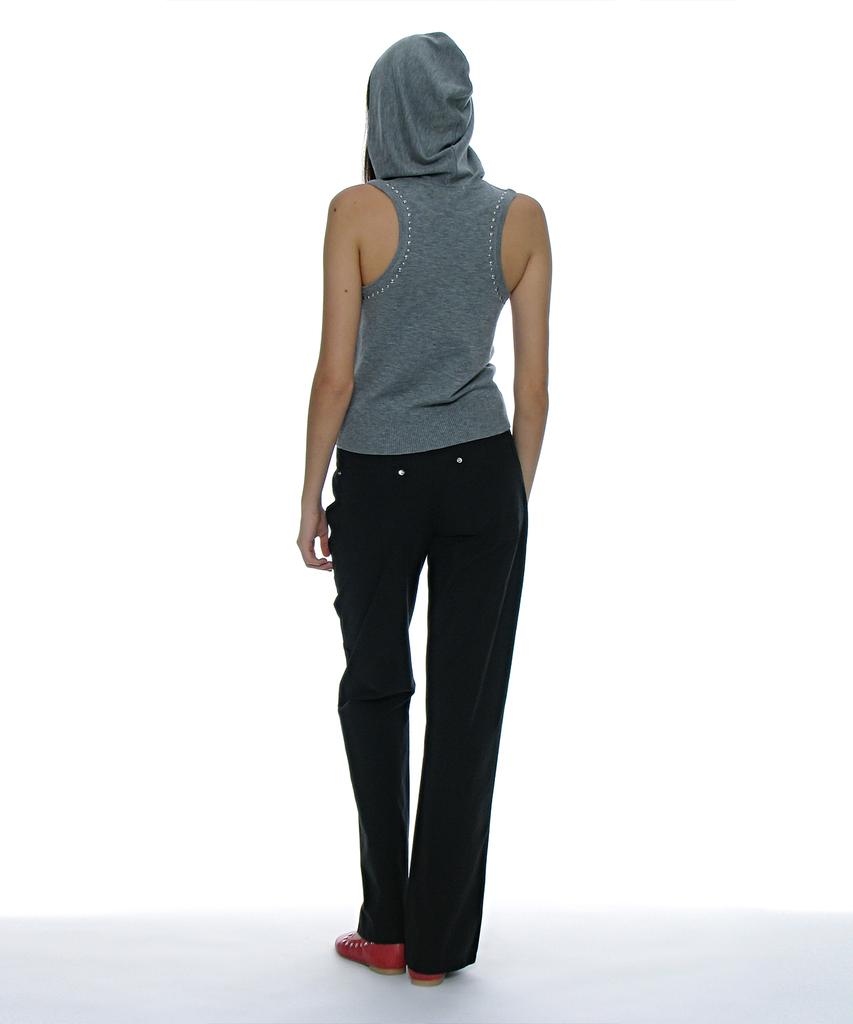 PARTIMENTO WOMEN Studded Hoodie Knit Top_Melange