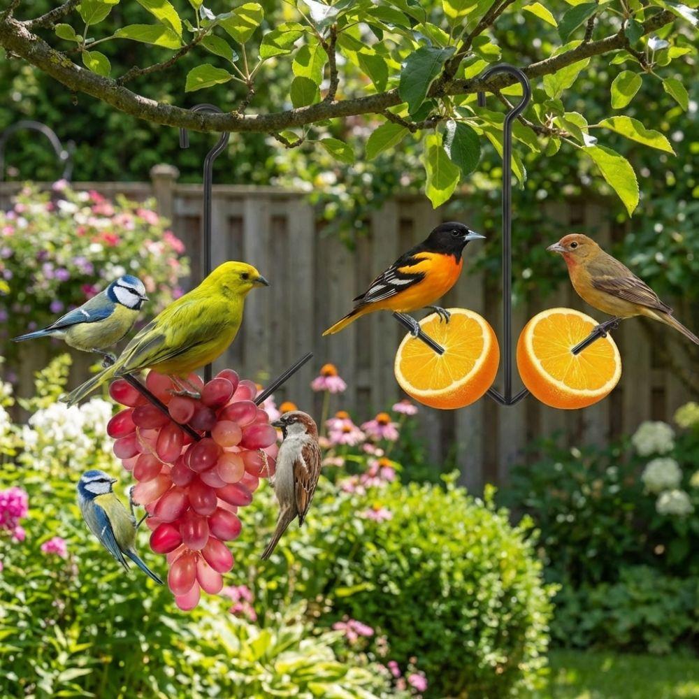 Metal Fruit Bird Feeder Hanging Hook Pet Food Storage Rack Hummingbird Feeder Yard Porch