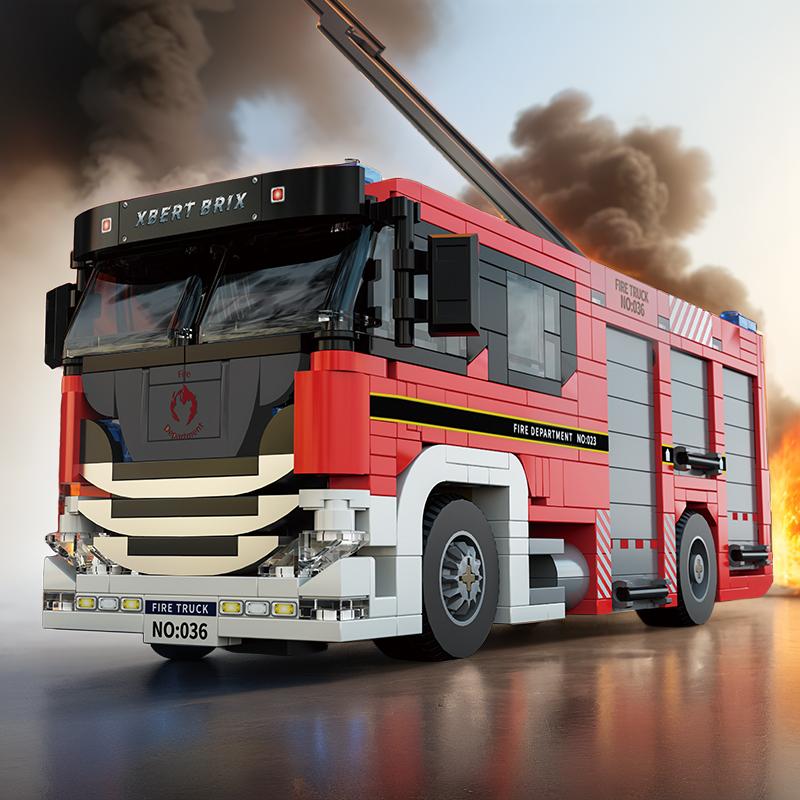 Fire Truck Building Set - City Engineering Rescue Vehicle Model - Puzzle Toy Gift for Children - Halloween and Christmas Present