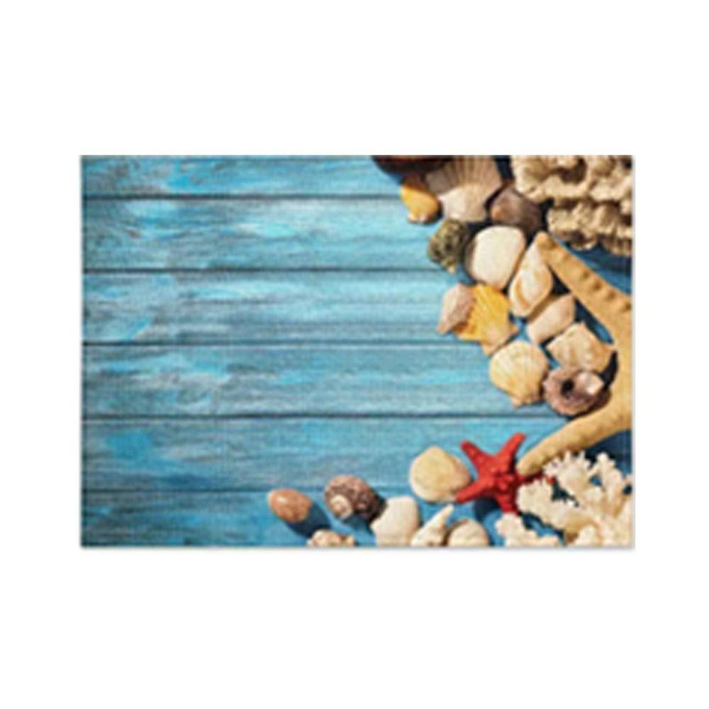 Seashells Linen Placemat Anti Slip Tableware Pad Summer Beach Placemat Table Decoration