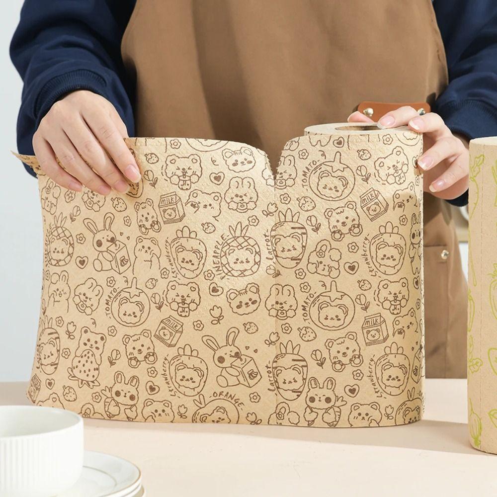 60 листов/рулонов многоцелевых антипригарных тряпок для мытья посуды с маслом, сменная бамбуковая ткань для ленивых