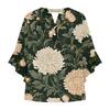 Summer Women's Tops V Neck Three Quarter Sleeve Shirt Vintage Floral Print Tops Casual Shirts