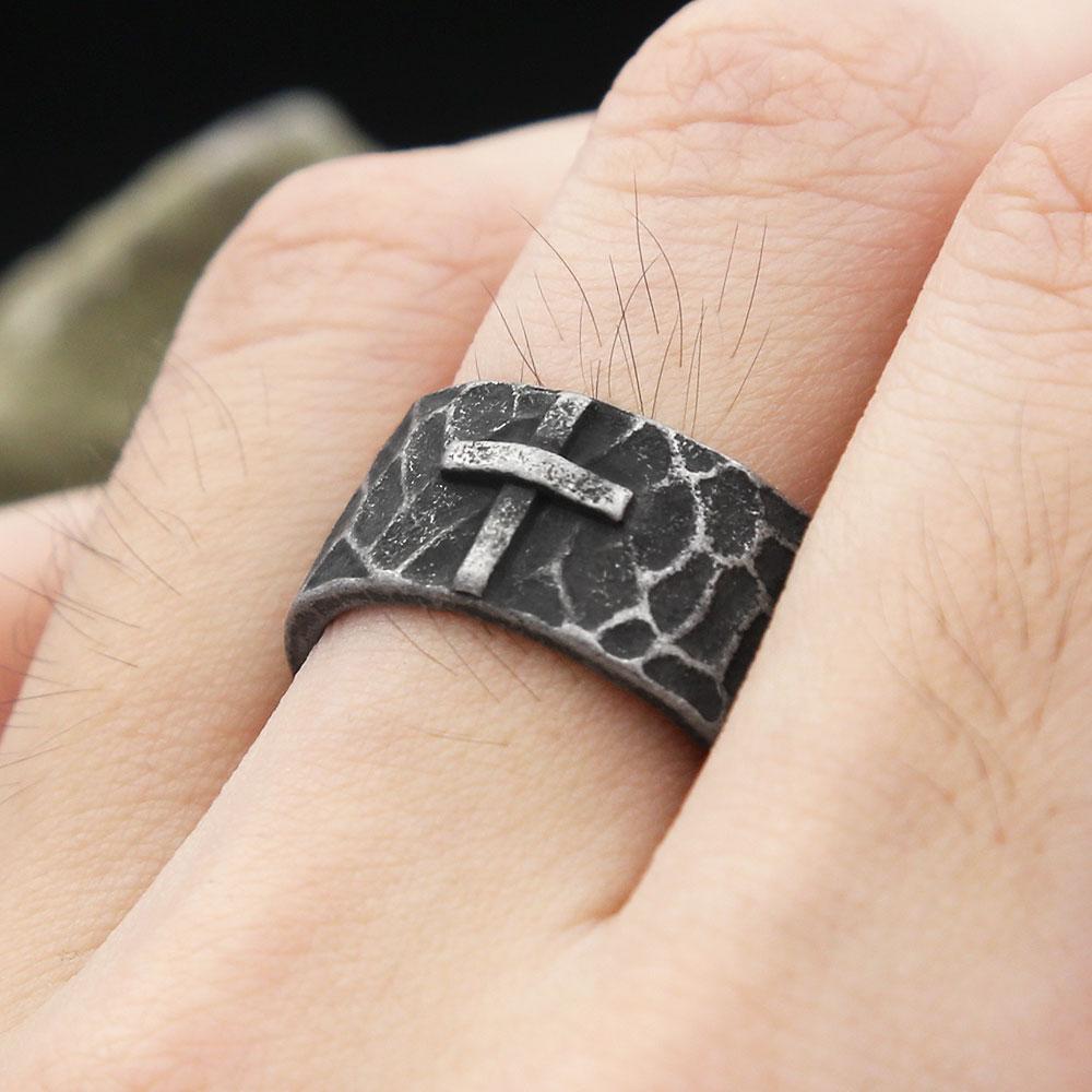 Vintage Unique Stainless Steel Cross Rings For Man Women Punk Hip Hop Fashion Simple Biker Ring Amulet Jewelry Gift Dropshipping