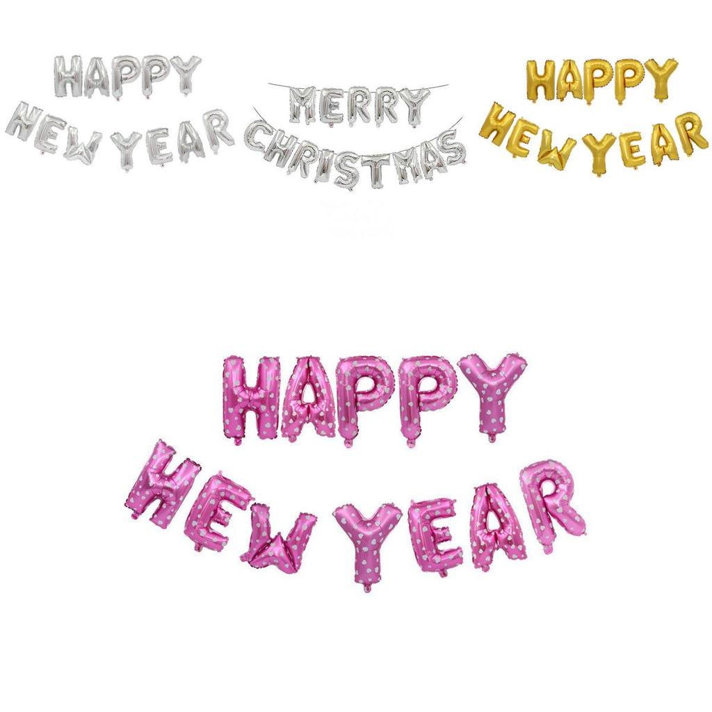 Eye-catching Merry Christmas Balloons And Happy New Year Bunting For Festive Events