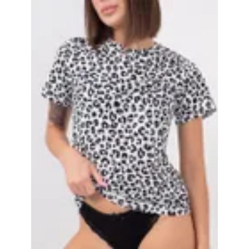 Летняя футболка с круглым вырезом и короткими рукавами с леопардовым принтом 3D, модная повседневная спортивная одежда