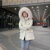 Женское утепленное пальто с воротником из искусственного меха, парки с капюшоном, корейский большой размер, хлопок, жакет, кулиска на талии, средней длины