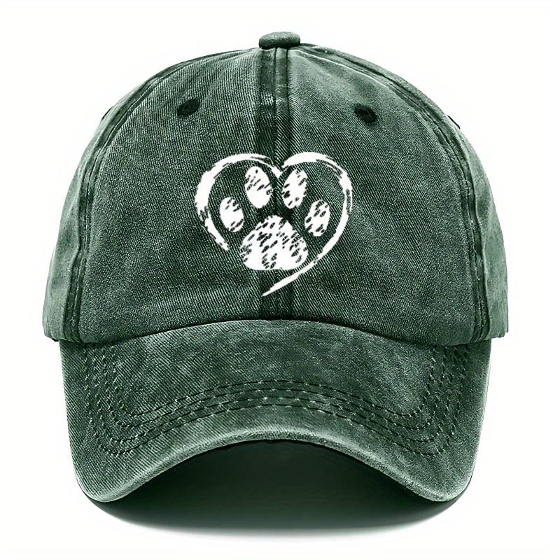 pc VintageInspired Cat Paw Heart Print Baseball Cap Lightweight NonStretch Fabric Adjustable Dad Hat for Daily Outings Sp
