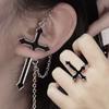 Винтажные черные большие серьги-кресты с кисточками для женщин, вечеринка, циркон, панк, трендовые готические металлические серьги-кольца, подарки