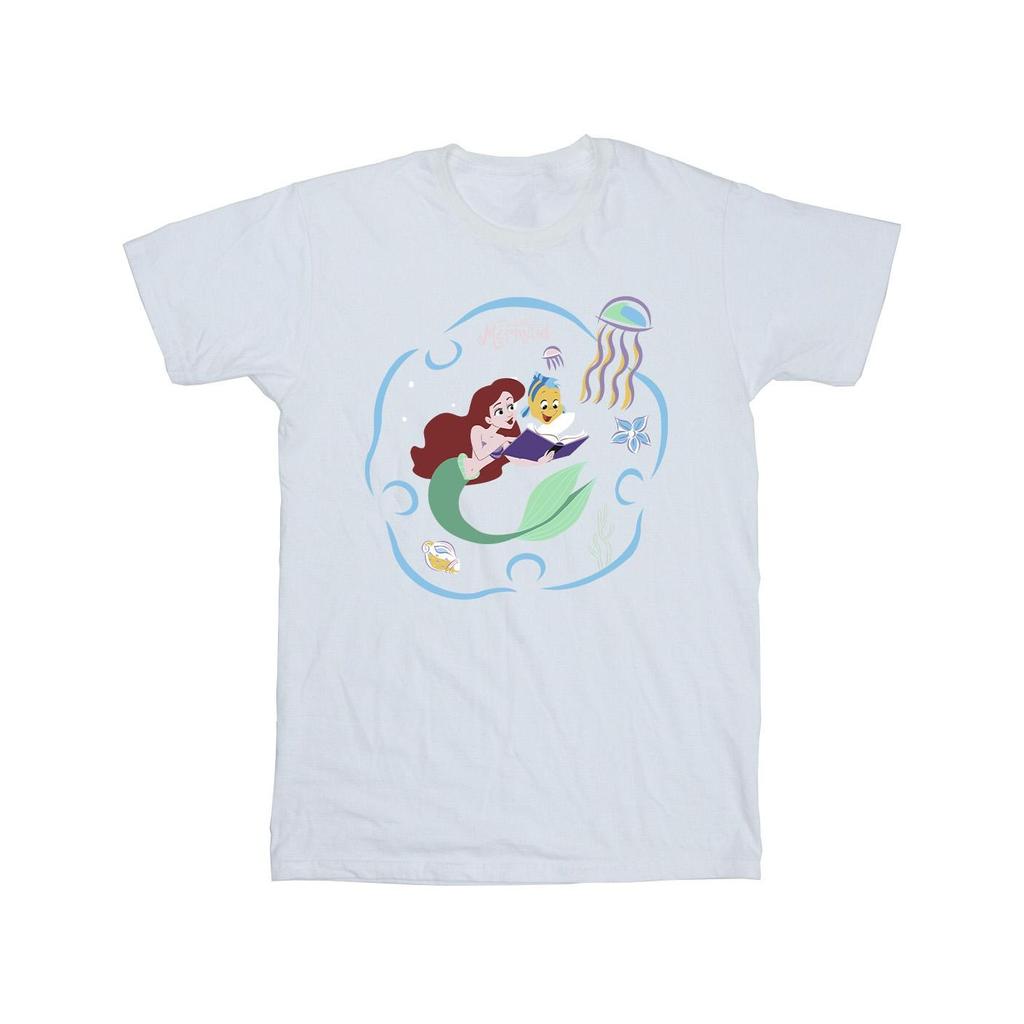 Disney Girls The Little Mermaid Reading A Book Cotton T-Shirt