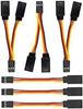 6-Pack Y Servo Extension Cables 1-to-2 | 75mm 3-Pin JR Male To Futaba Female | Compatible with RC Cars, Helicopters, Drones | Orange, Plastic