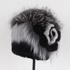 Luxury Warm Real Fox Fur Bomber Hat Female Winter Hand Knitted Real Rex Rabbit Fur Hats Women Outdoor Rex Rabbit Fur Flower Cap