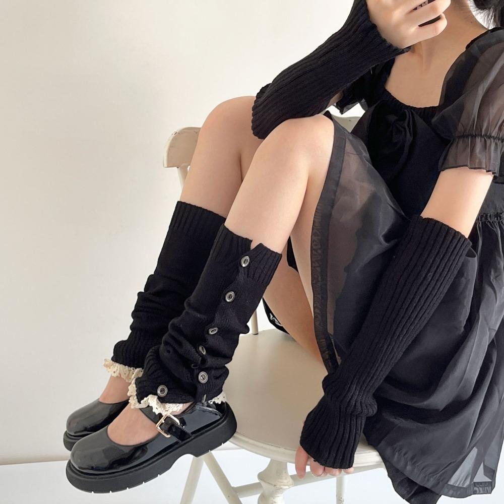 Лолита JK вязаный чехол для ног Harajuku длинные чулки-трубы мода Y2K гетры для девочек