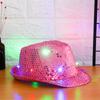 Новое модное платье для танцевальной вечеринки со светодиодной вспышкой Fedora Trilby Sequin Panama Cap Jazz Hat