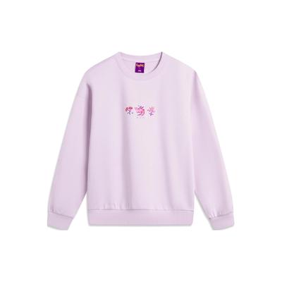 Li Ning Sports Lifestyle Series вышитый узор напечатанный антистатический свободный пуловер свитшот женский свитшот светло-туманный-фиолетовый AWDU034-6