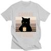 Funny Cat Coffee Because Murder Is Wrong Letter T Shirt Unisex Unisex's 100% Cotton T-Shirts Oversized Short Sleeve Tees Clothing