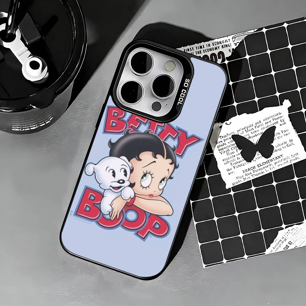 B-Бетти Милый B-Буп Чехол для телефона для iPhone 17,16,15,14,13,12,11 Plus,Pro Max,XS,Цветной серебристый чехол для телефона