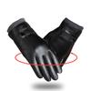 Cycling Solid Color PU Leather  Gloves Plus Plush Korean Style Mittens Men Gloves