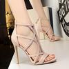 Bigtree European and American Roman Style Fine Heel 11cm Super High Heel Hollow Sexy Nightclub Sandals Summer High Heels