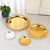 Desktop Cake Tray Golden Silver Dinner Serving Tray Retro Fruit Snack Plate  Party Decorative