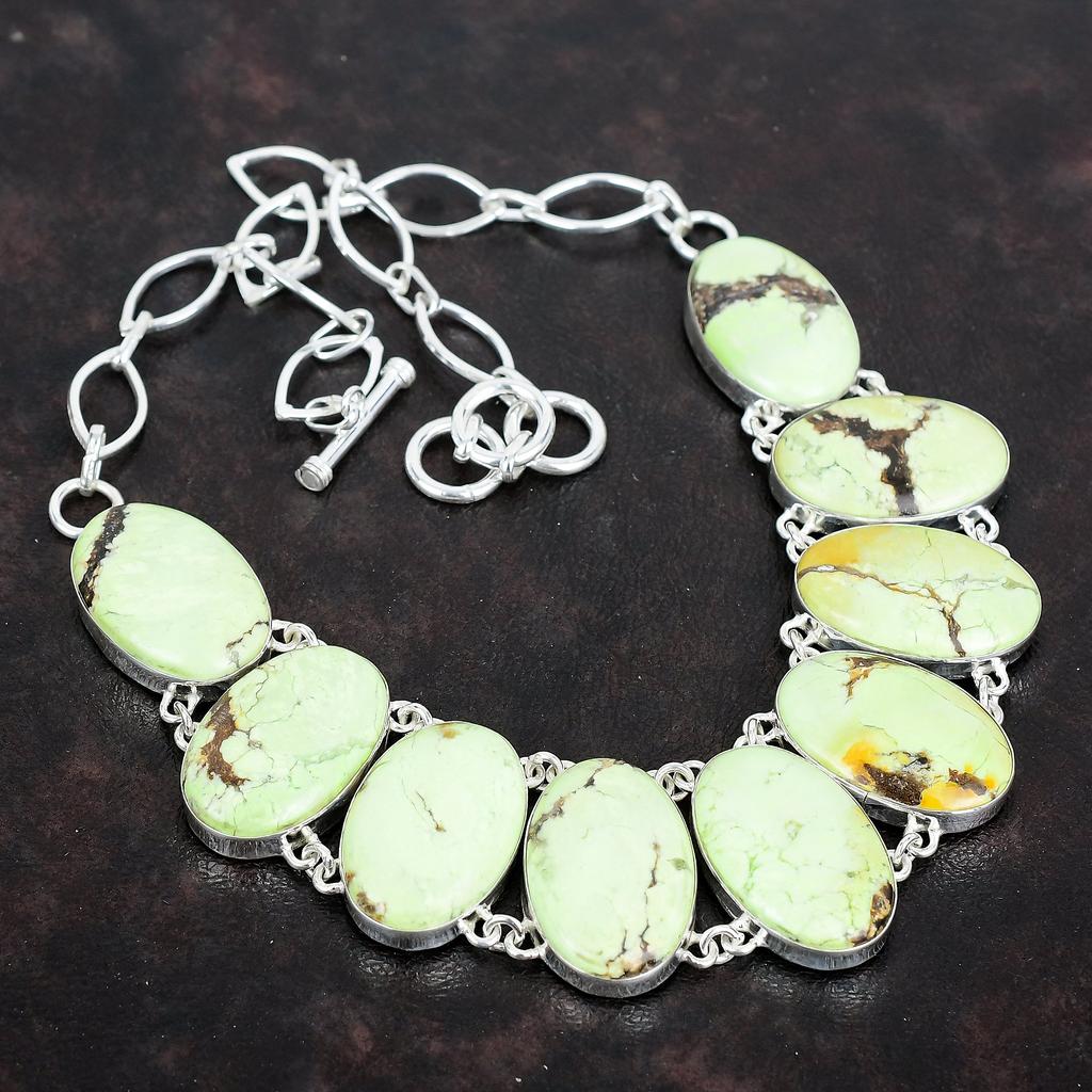 Ожерелье из лимонного хризопраза, прекрасное ожерелье из драгоценного камня, ожерелье из стерлингового серебра 925 пробы, ожерелье с регулируемой цепочкой, украшения ручной работы, подарки для нее