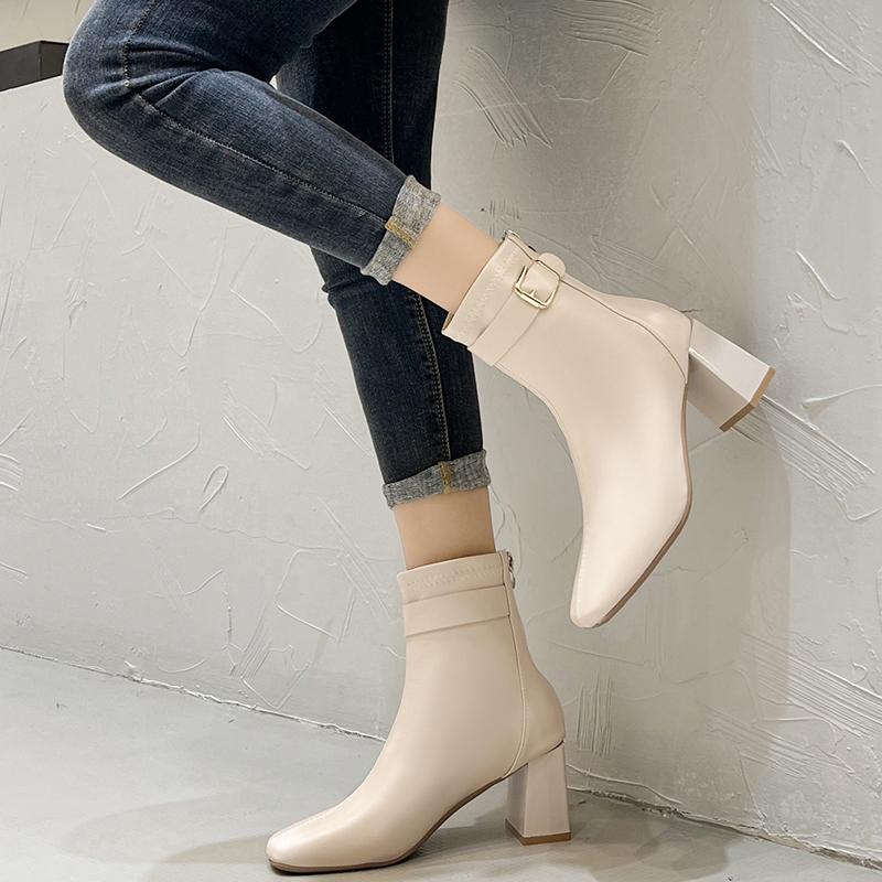 Fashion Aphixta 7cm High Heel Black Modern Boots Warm Lining Ankle Boots Women Winter Snow Boot Zip Shoes Botas Mujer Botines Big Size42