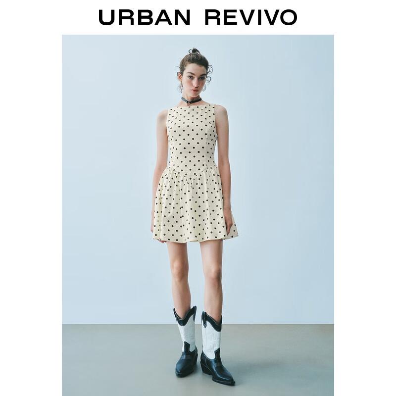 Женское платье UR 2025 Осень Французский горошек Бант Без рукавов А-силуэт