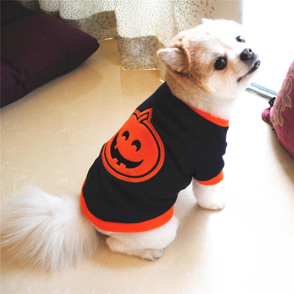 Spring and Autumn Pet Dog Warm Hoodie Sweater Halloween Pumpkin Dog Clothes Pet