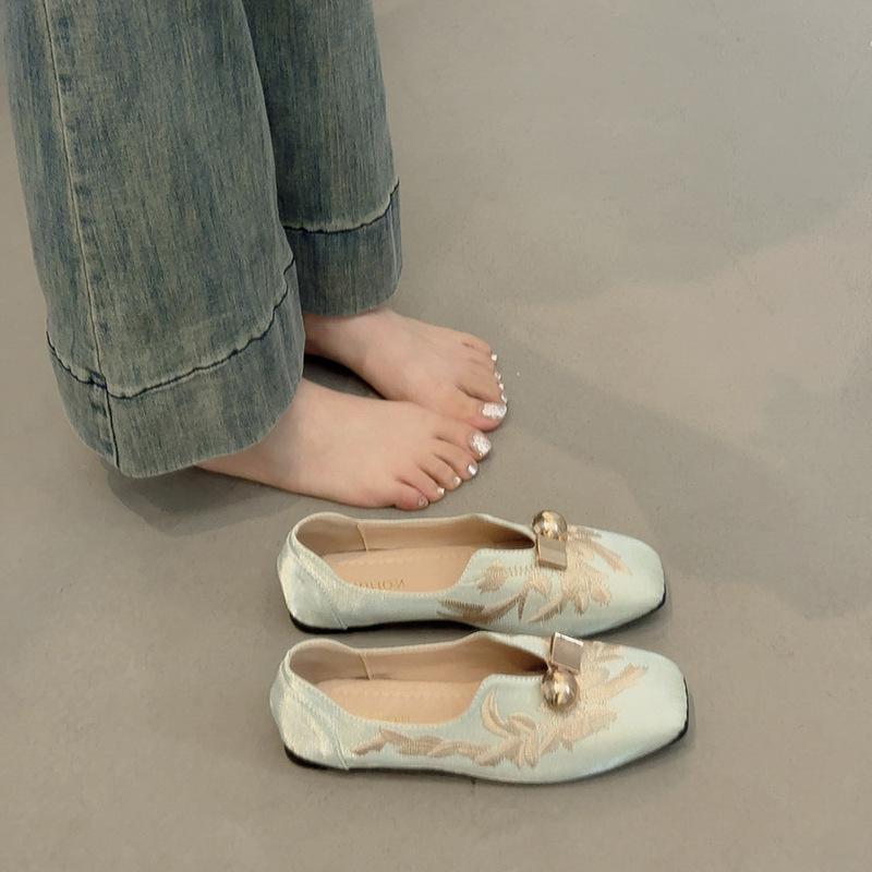 Ретро весна новые женские туфли на низком каблуке универсальные квадратный носок туфли без каблука женские мокасины плоская подошва