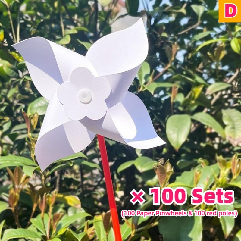 100 шт. Летнее Мероприятие DIY Бумажные Вертушки Наборы для Поделок Заготовки Белые Маленькие Ветряные Мельницы Наборы Оптом Вечеринка Рисования Детская Игрушка Сборка Ручной