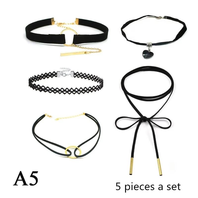 3 шт./компл., ожерелье, черное кружево, кожа, бархатная полоска, женский воротник, ювелирные изделия, аксессуары для шеи, colar kol