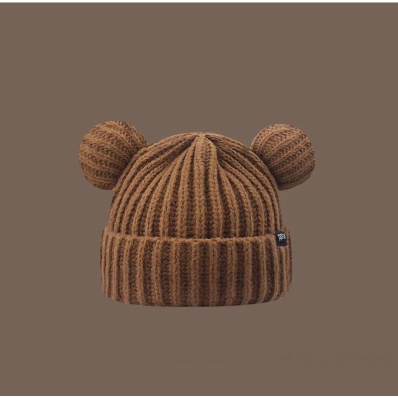 Женская вязаная шапка с кошачьими ушками, теплая на осень и зиму, с утолщенной защитой ушей для зимы, подчеркивающая лицо, маленькая студенческая шерстяная шапка в стиле инс