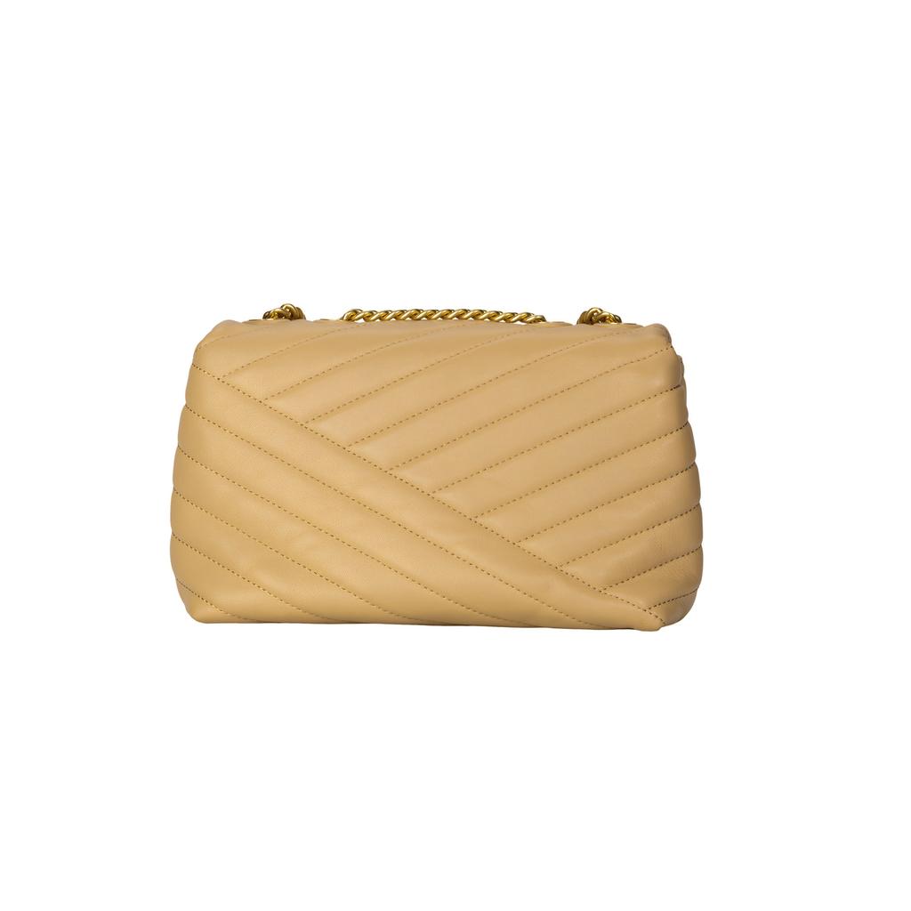 Tory Burch Kira Quilted Signature Double T Logo Adjustable Chain Shoulder Strap Crossbody Bag Small Women bags Light-Brown 90452-251