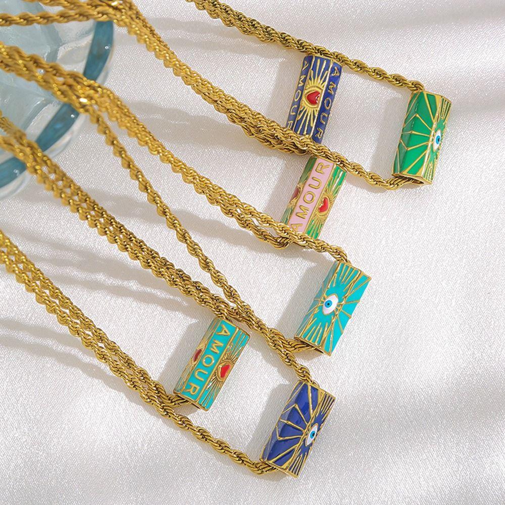 Sweet Charm Turkish Eye Multi Color Necklace Wish Card Hexagonal Neck Chain Jewelry Accessories