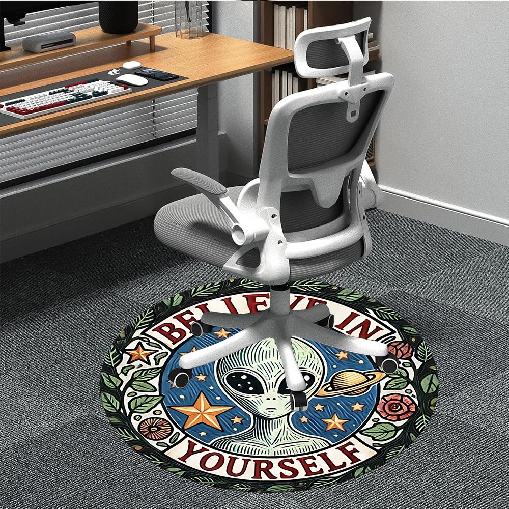 1pc Alien Motivation Office Round Area Rug, Under Office Chairs Bedroom Living Room Home Decor, Room Deco