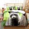 Raccoon Duvet Cover Set Cute Wild Animals Polyester Comforter Cover King Queen Size For Boy Girl Bedding Set With Pillowcase