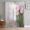 Занавеска с цветком тюльпана, тюлевые декоративные прозрачные шторы для гостиной, спальни, кухни, оконных панелей для дома, отеля